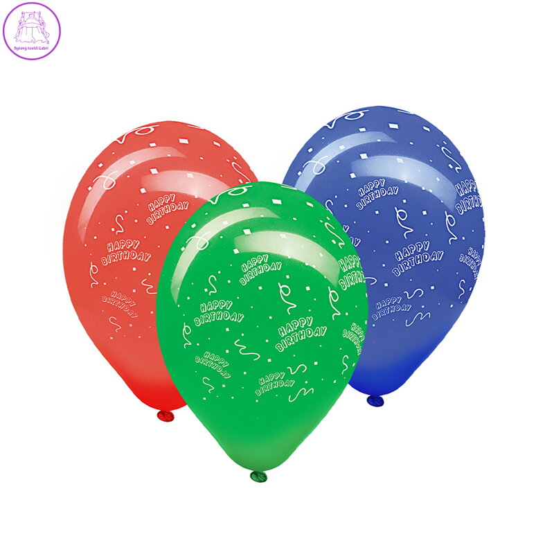 Balón L 30 cm, Happy Birthday / 5 ks /