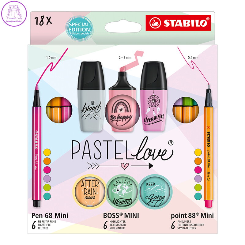 Sada STABILO - pastelky, linery, fixky a zvýrazňovače, 18 ks Sada STABILO - pastelky, linery, fixky a zvýrazňovače, 18 ks