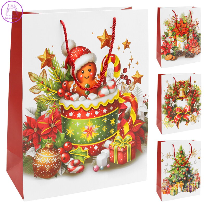 Dárková taška vánoční 99170 velikost L 31 x 12 x 40 cm (mix 4 vzorů)