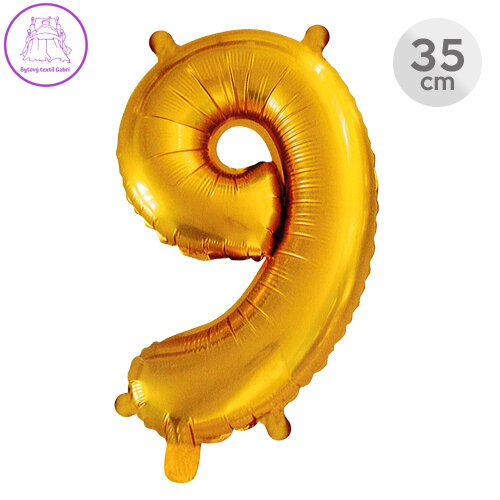 Balón narozeninový 35 cm - číslo 9, zlatý Balón narozeninový 35 cm - číslo 9, zlatý