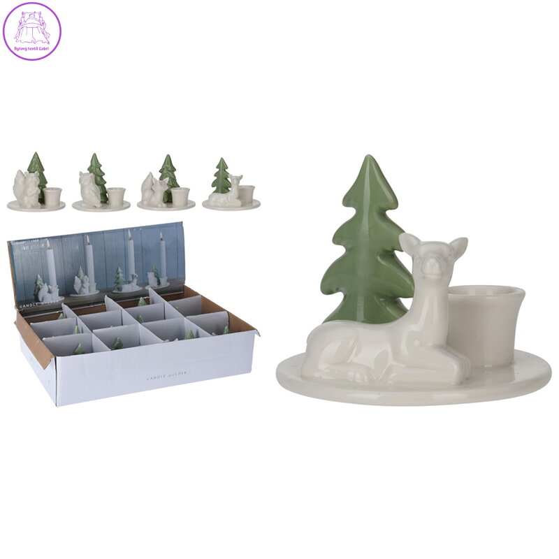 Svícen porcelánový - stromek s figurkou zvířátka 8 cm (4 varianty) Svícen porcelánový - stromek s figurkou zvířátka 8 cm (4 varianty)