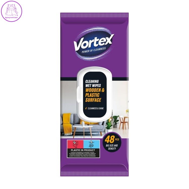 Vlhčené utěrky na dřevo a plast Vortex 48 ks (19x18,5cm) Vlhčené utěrky na dřevo a plast Vortex 48 ks (19x18,5cm)