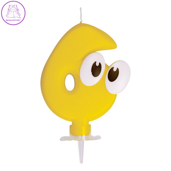 Číslová sviečka so stojančekom "6", 80 mm, 1ks