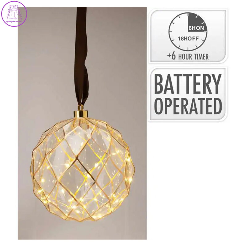 ZÁVĚSNÁ LEDOVÁ KOULE 20 CM NA BATERIE S ČASOVAČEM