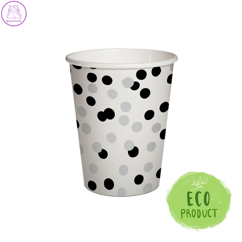 Papírový pohár PAW Eco 250 ml Confetti - black / silver