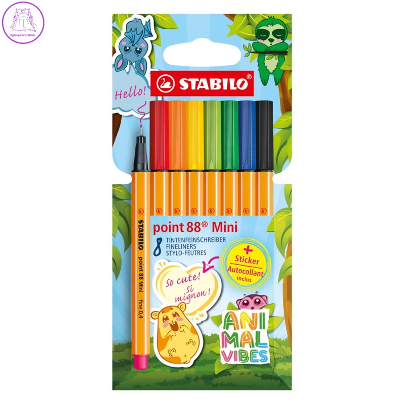 Liner STABILO point 88 Mini Animal Vibes (sada 8 ks)