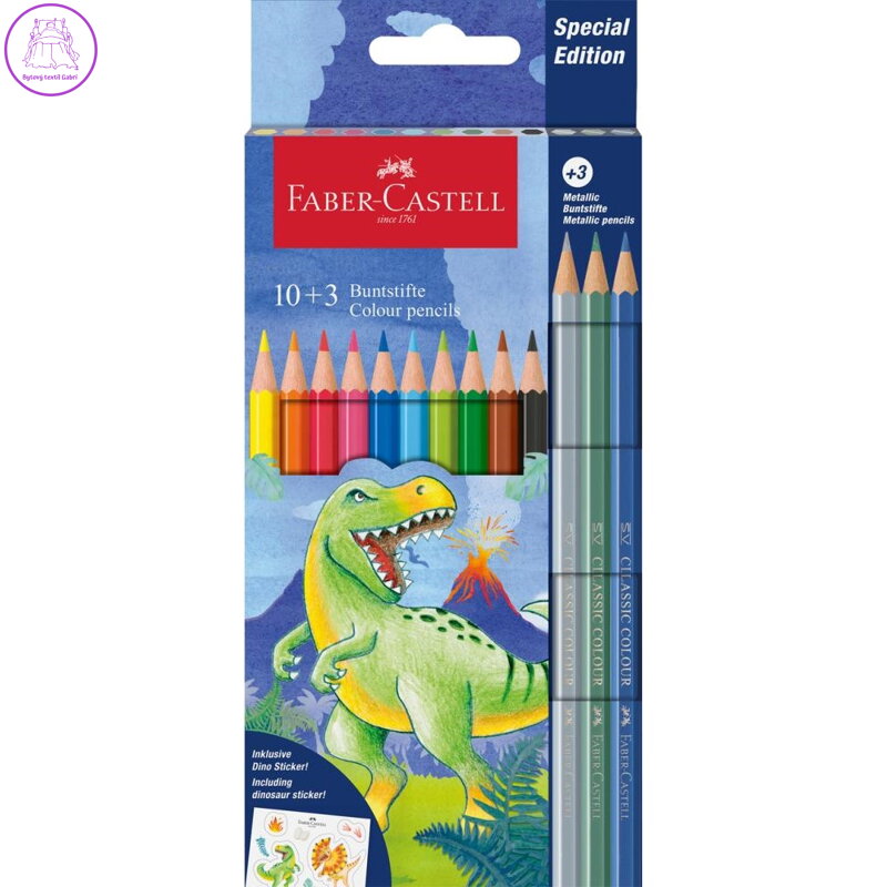 Faber-Castell Dino Colour Classic pastelky 10+3 metalické - Dino Faber-Castell Dino Colour Classic pastelky 10+3 metalické - Dino