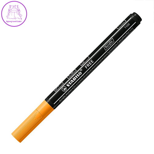 Akrylový popisovač STABILO FREE Acrylic T100 Kulatý hrot 1-2 mm - oranžový