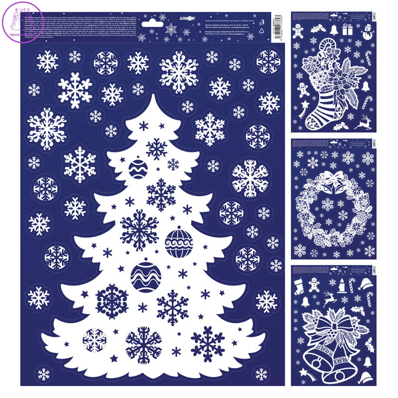 Samolepky JUNIOR 30x42 cm - Vánoční dekorace - Mix