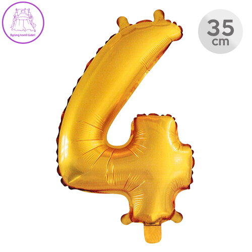 Balón narozeninový 35 cm - číslo 4, zlatý Balón narozeninový 35 cm - číslo 4, zlatý