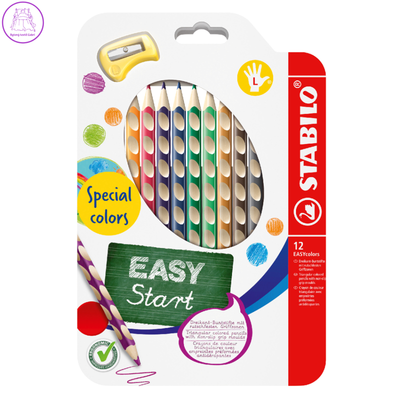 Pastelky STABILO EASYcolors pro leváky - 12 ks sada se struhadlem