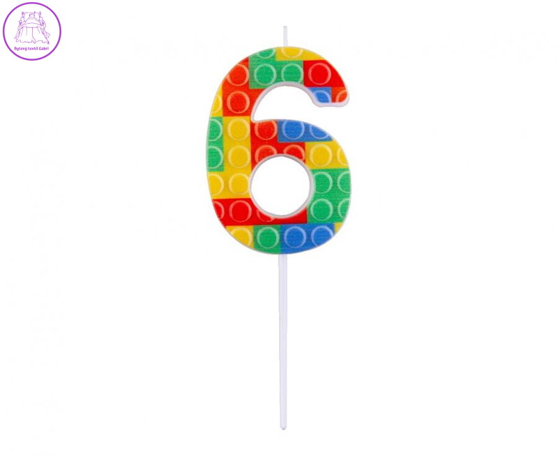 Dortová svíčka - číslo "6" Bloky 10,5 cm Dortová svíčka - číslo "6" Bloky 10,5 cm