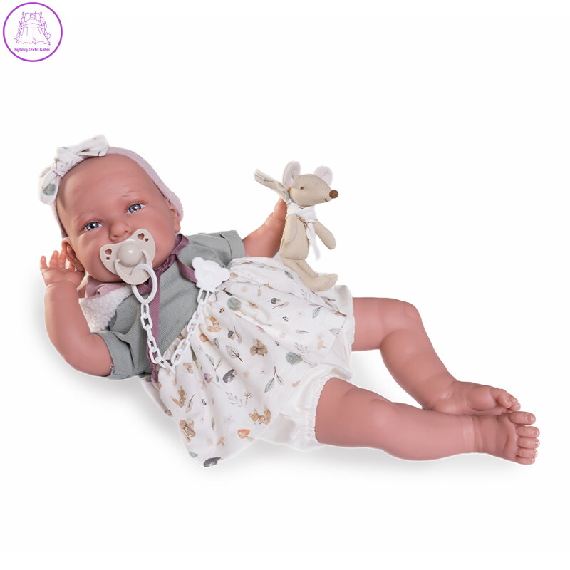 Panenka - novorozená Daniela s plyšovou myškou, 52 cm