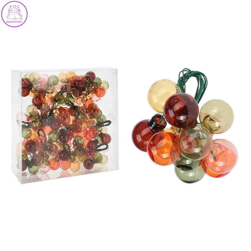 Vánoční skleněné koule 2 cm mini (12 ks svázaných zeleným drátem) mix barev Vánoční skleněné koule 2 cm mini (12 ks svázaných zeleným drátem) mix barev