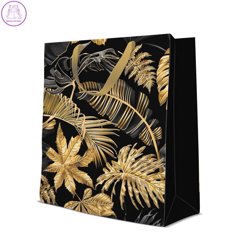 Dárková taška velká - Gold Leaves 26,5x13x33,5 cm