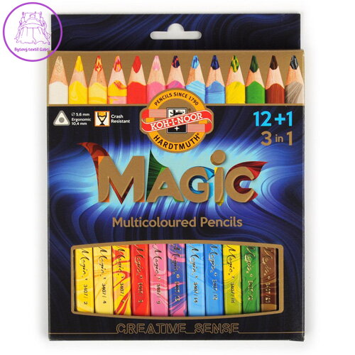 Pastelky trojhranné KOH-I-NOOR "MAGIC 3408" s vícebarevným tuhou sada 12 + 1 ks Pastelky trojhranné KOH-I-NOOR "MAGIC 3408" s vícebarevným tuhou sada 12 + 1 ks