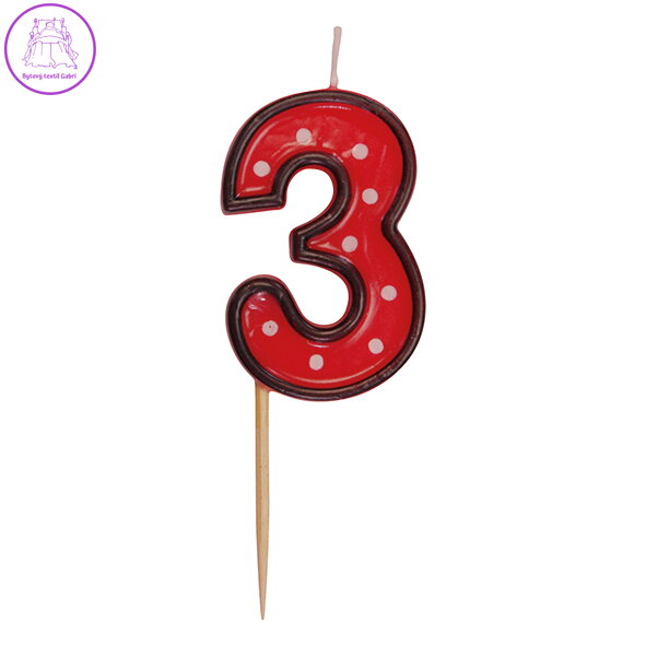 Číslová svíčka na špejli "3" 50mm [1 ks]
