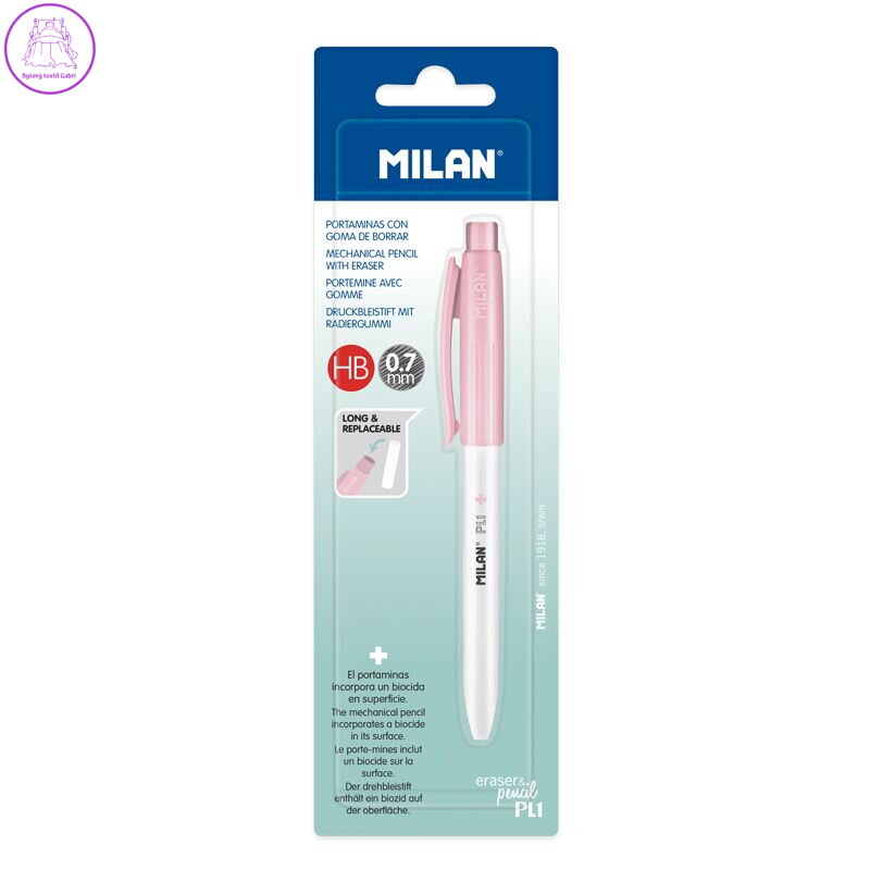 Mikrotužka / Pentelka MILAN PL1 Antibacterial HB 0,7 mm - ružová, blistr Mikrotužka / Pentelka MILAN PL1 Antibacterial HB 0,7 mm - ružová, blistr
