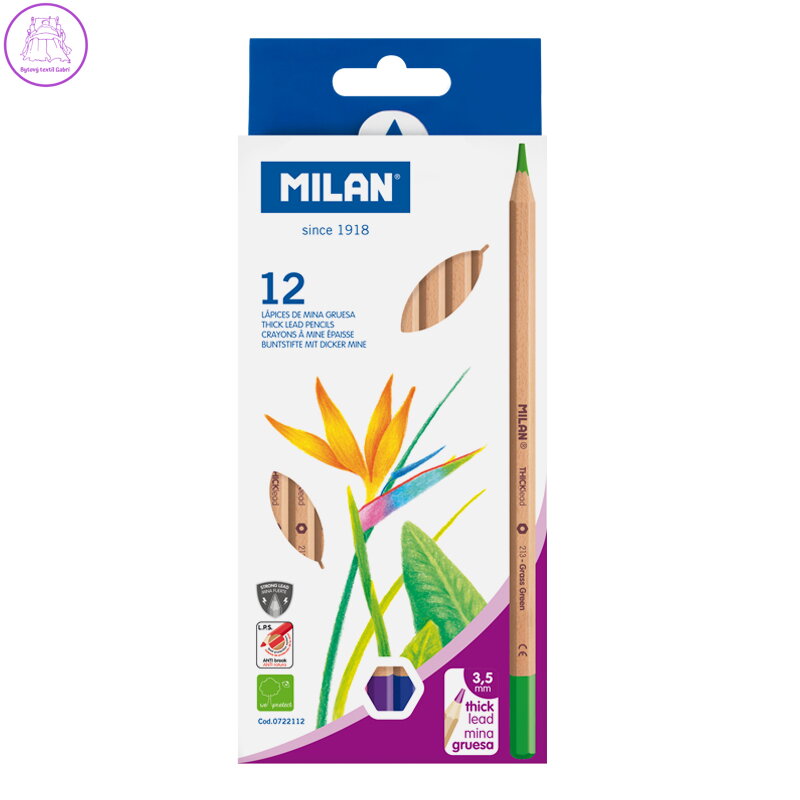 Pastelky MILAN šestihranné 3,3mm / 12ks Pastelky MILAN šestihranné 3,3mm / 12ks
