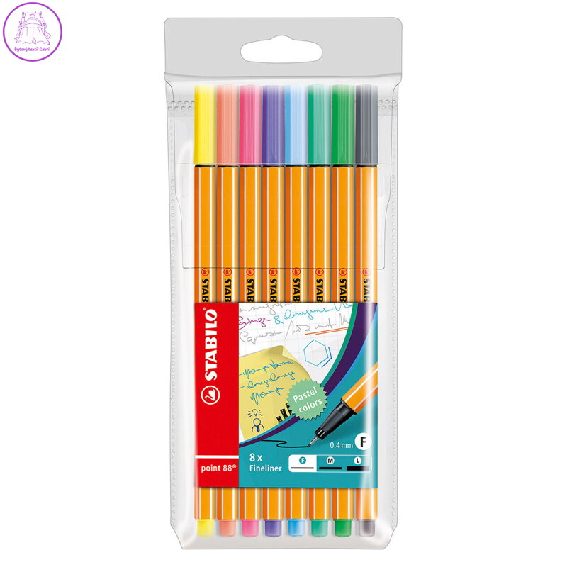Liner - STABILO point 88 - 8 ks balenie - Pastelové farby - Dárek