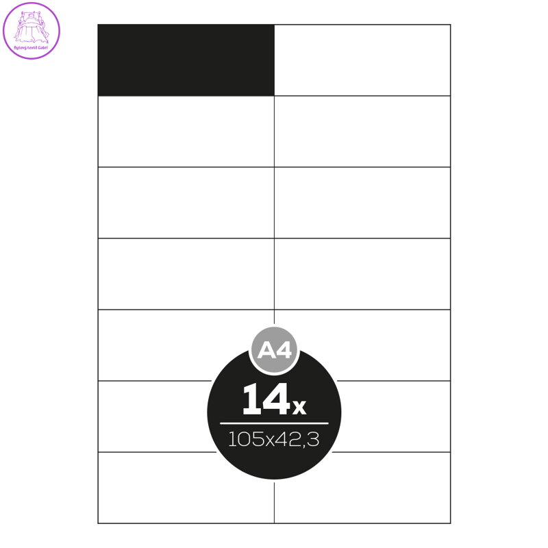 Etikety Top Stick A4/100 ks, 105x42,3 mm - 14 etikiet, biele Etikety Top Stick A4/100 ks, 105x42,3 mm - 14 etikiet, biele