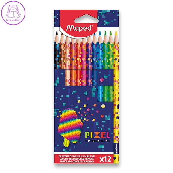 Bezdřevé barvičky MAPED Pixel Party 12 ks Bezdřevé barvičky MAPED Pixel Party 12 ks