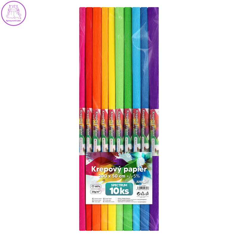 Krepový papír JUNIOR 200x50 cm SPECTRUM (sada 10 ks)