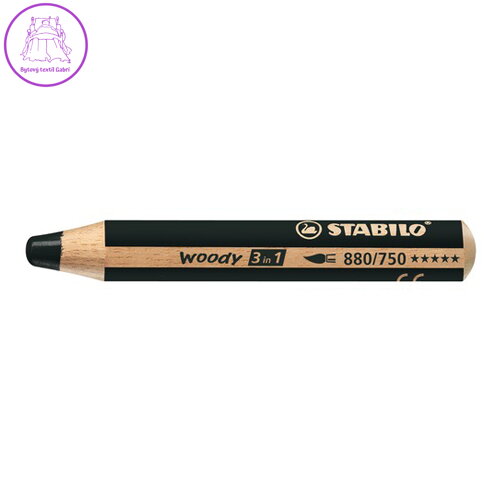 Pastelka STABILO woody 3 v 1 - barvička, vodovka, voskovka - černá Pastelka STABILO woody 3 v 1 - barvička, vodovka, voskovka - černá