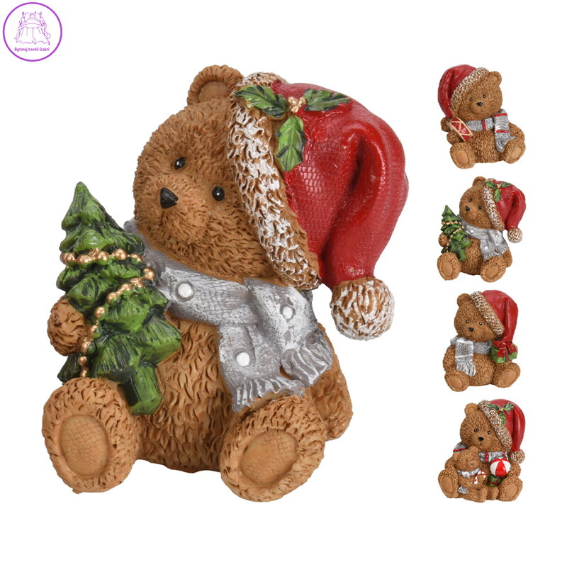Figurka medvídka s vánoční čepicí 7 cm Figurka medvídka s vánoční čepicí 7 cm