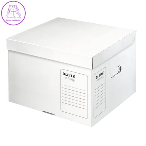 Archívny kontajner, veľkosť M, recyklovaný kartón, LEITZ "Infinity", biely