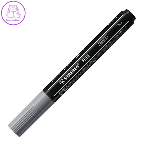 Akrylový popisovač STABILO FREE Acrylic T300 Kulatý hrot 2-3 mm - tmavě šedý