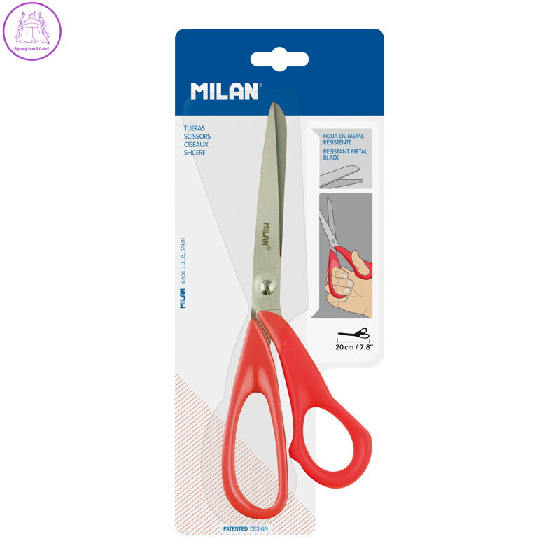 Nůžky MILAN kancelářské červené 20 cm - blistr