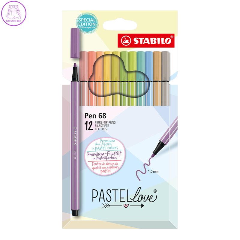Liner STABILO Pen 68 Pastel Love, hrot 1,0mm - sada 12 ks