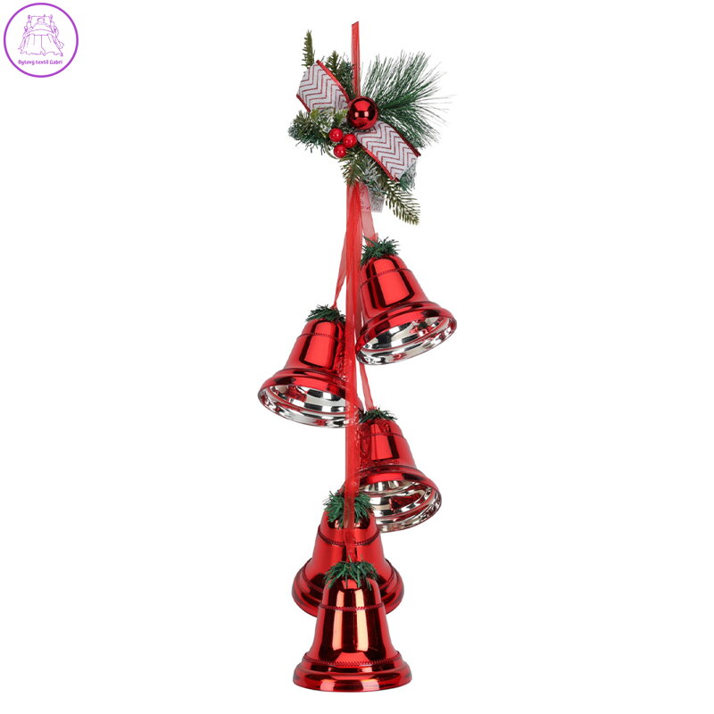 Dekorace závěsná - borová větvička se zvonky Dekorace závěsná - borová větvička se zvonky