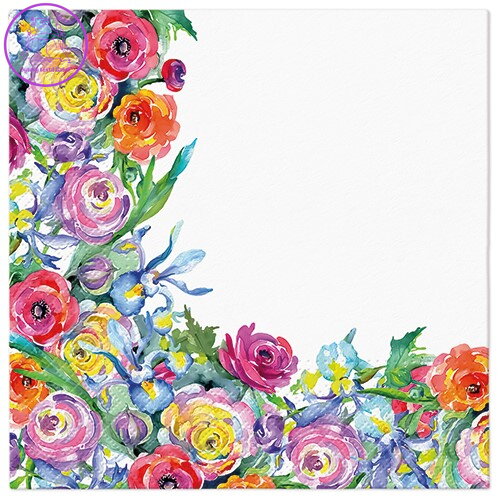 Ubrousky PAW L 33x33cm Painted Rose Corner Ubrousky PAW L 33x33cm Painted Rose Corner