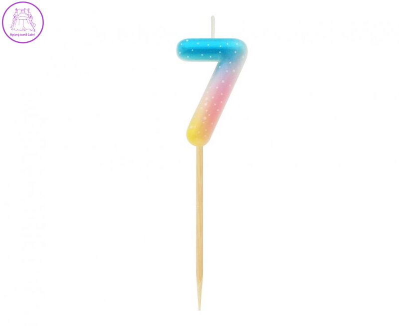 Dortová svíčka - číslo "7" pastelové ombre 11 cm Dortová svíčka - číslo "7" pastelové ombre 11 cm