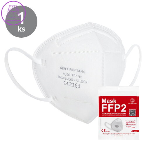 Ochranný respirátor CE2163 FFP2 NR - hygienicky balený po 1 ks Ochranný respirátor CE2163 FFP2 NR - hygienicky balený po 1 ks