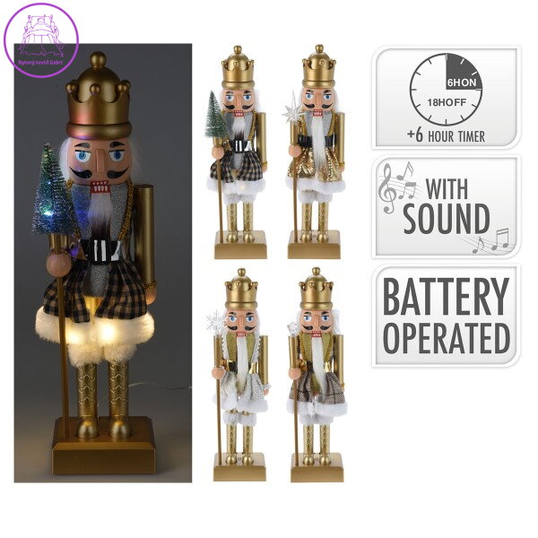 Louskáček 40 cm s LED světlem (4 varianty) zlatý
