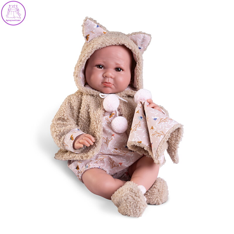 Novorozená panenka Luca v kožíšku z ovčí vlny, 42 cm