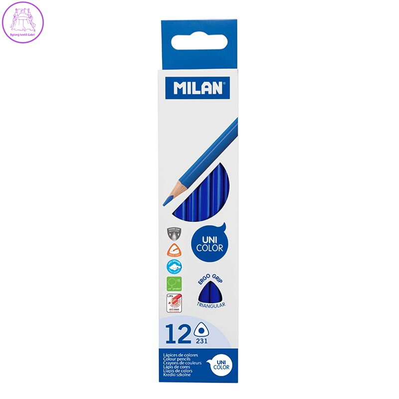 Pastelky MILAN Ergo Grip trojhranné, Ocean Blue Pastelky MILAN Ergo Grip trojhranné, Ocean Blue