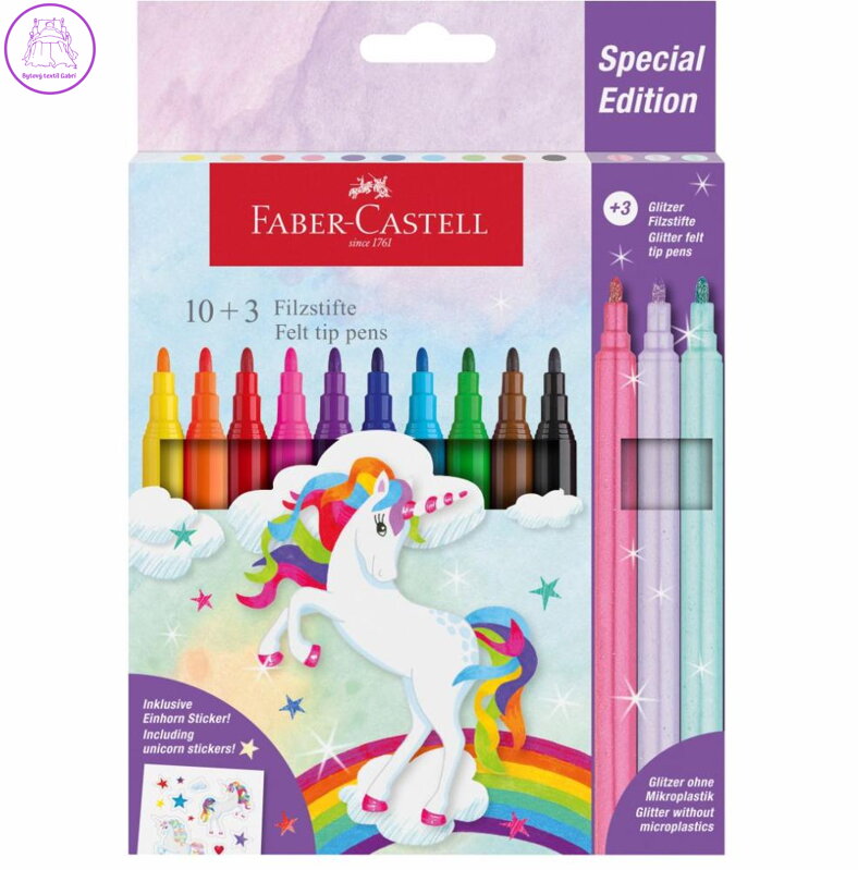 Sada fixů Faber-Castell Castle 10+3 Glitter barevné