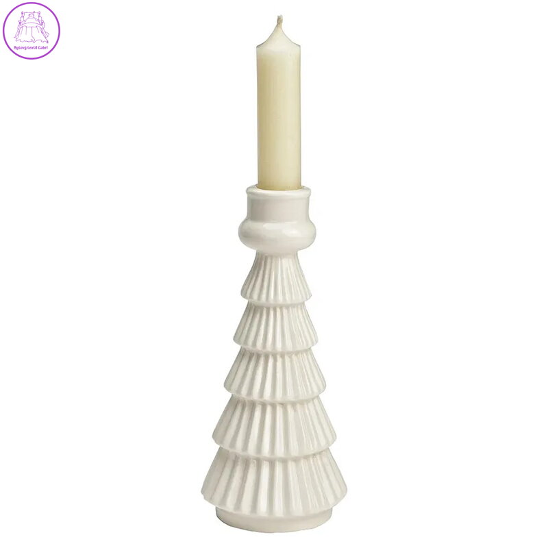 Svícen na vánoční stromek bílý 18 cm, keramika