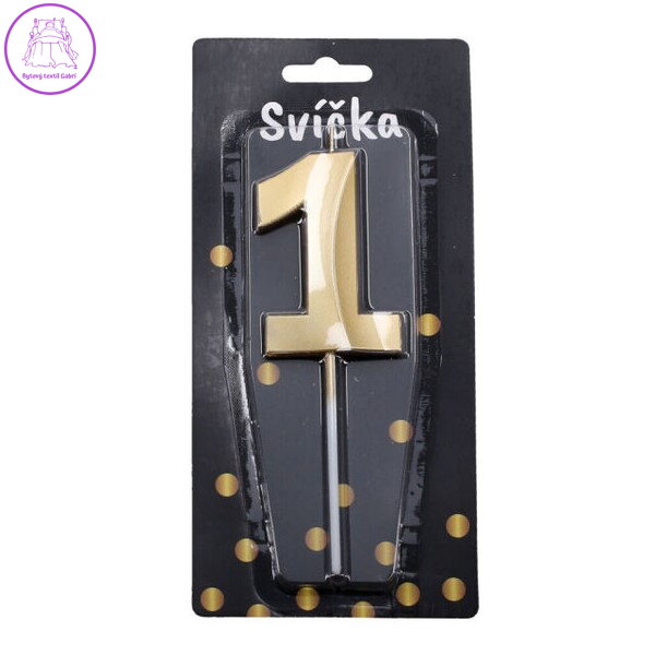 Svíčka dortová - Párty zlatá č. 1 Svíčka dortová - Párty zlatá č. 1