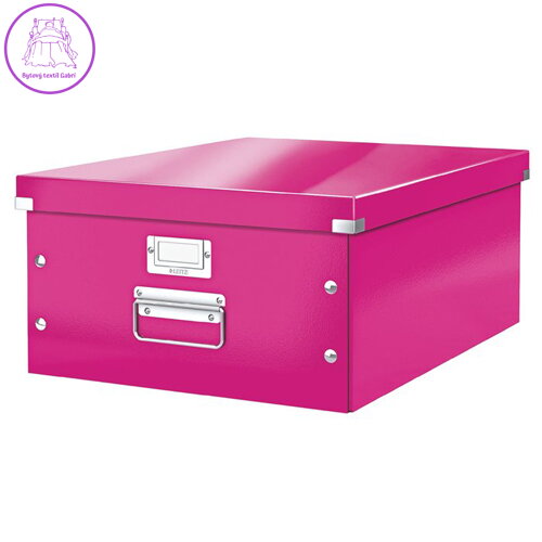 Archivačná krabica, A3, lakový lesk, LEITZ "Click&Store", ružová