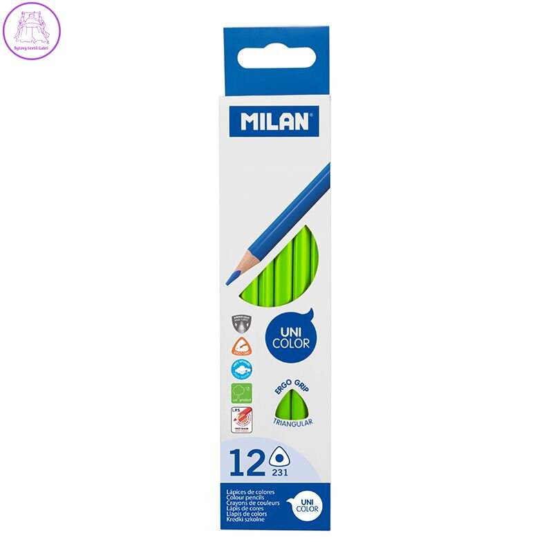 Pastelky MILAN Ergo Grip trojhranné, Light Green Pastelky MILAN Ergo Grip trojhranné, Light Green