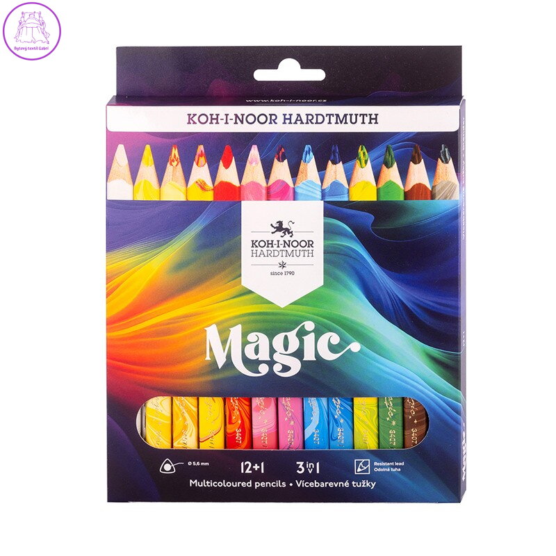 Pastelky trojhranné KOH-I-NOOR "MAGIC 3408" s vícebarevným tuhou sada 12 + 1 ks Pastelky trojhranné KOH-I-NOOR "MAGIC 3408" s vícebarevným tuhou sada 12 + 1 ks