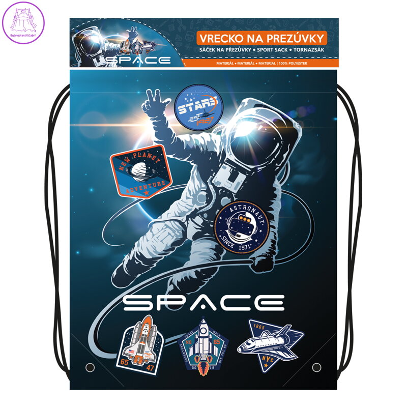 Vrecko na prezuvky s potlačou - Seria 6 - Space Vrecko na prezuvky s potlačou - Seria 6 - Space