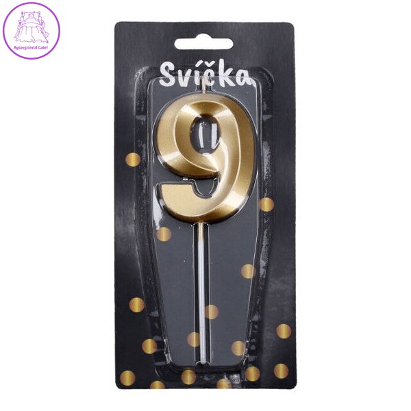 Svíčka dortová - Párty zlatá č. 9 Svíčka dortová - Párty zlatá č. 9