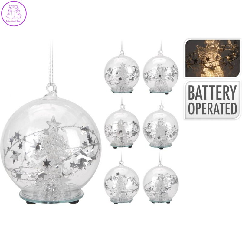 Koule - svítící / skleněná LED - teplá bílá 8 cm, mix / 1ks Koule - svítící / skleněná LED - teplá bílá 8 cm, mix / 1ks