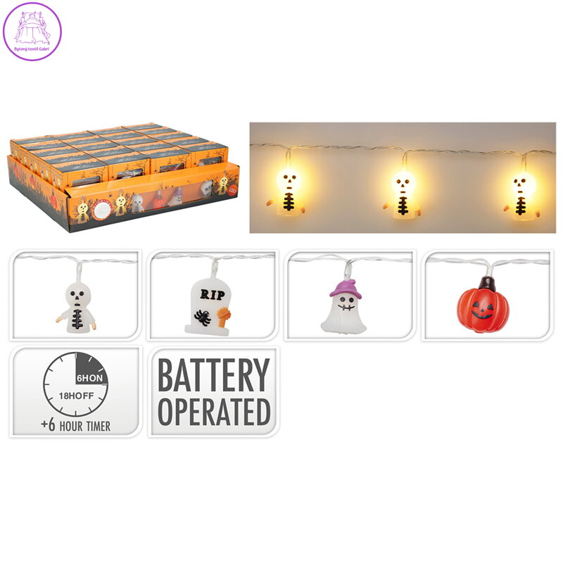 Halloweenský světelný řetěz 10x LED, délka 135 cm